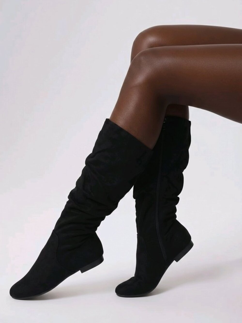 NWT York Black Noir Suede Zippered Below-the-Knee Boots – Women's Size 9.5 - Picture 4 of 5